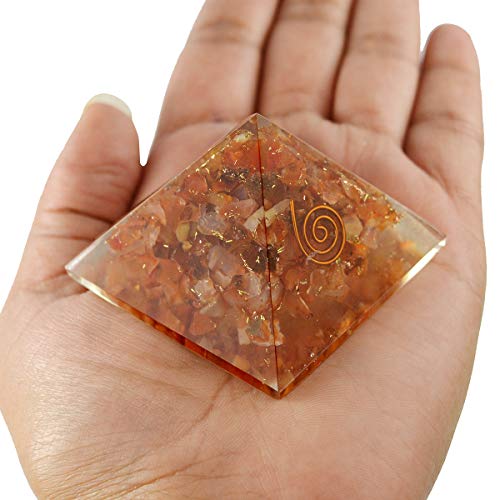 Crystu Natural Carnelian Orgone Pyramid for Reiki Healing Crystal Healing Stone Orgonite Pyramid Size 40-50 mm (Color : Red/Orange) Pack of 1 pc - Image 1