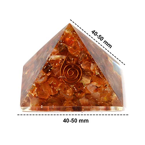 Crystu Natural Carnelian Orgone Pyramid for Reiki Healing Crystal Healing Stone Orgonite Pyramid Size 40-50 mm (Color : Red/Orange) Pack of 1 pc - Image 4