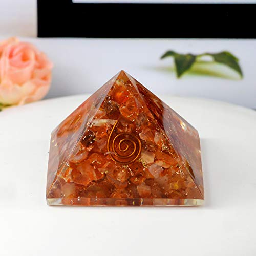 Crystu Natural Carnelian Orgone Pyramid for Reiki Healing Crystal Healing Stone Orgonite Pyramid Size 40-50 mm (Color : Red/Orange) Pack of 1 pc - Image 2