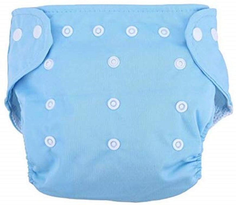 Tinny Tots Pack of 1 Pocket Button Style Baby Reusable Cloth Diaper Winter Autumn Special Adjustable With 2 Bamboo Charcoal Inserts Pad(5 Layers) For New Borns/Toddlers/Infants(BLUE) - Image 4
