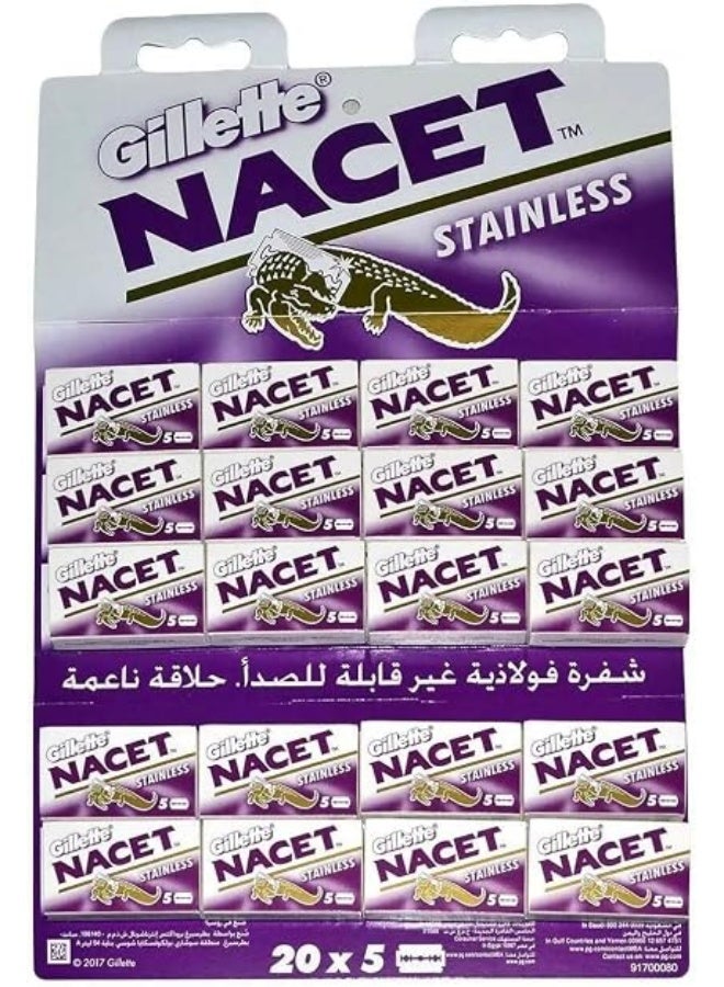 شفرات حلاقة جيليت من الفولاذ المقاوم للصدأ ذات حدين (20 عبوة * 100 قطعة) - Image 1