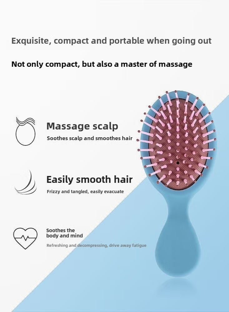 Ucanbe 2pcs Portable Mini Air Cushion Hair Brush - Soft Nylon Bristles for Wet & Dry Hair, Ideal Travel Companion, Perfect Christmas Stocking Gift Light Blue - Image 2