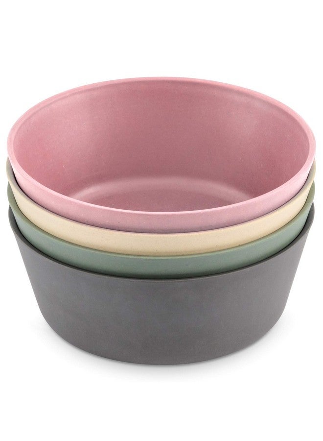 WeeSprout Bamboo Kids Bowls, Set of Four 10 oz Kid-Sized Bamboo Bowls, Dishwasher Safe Kid Bowls (Pink, Green, Gray, & Beige) - Image 1