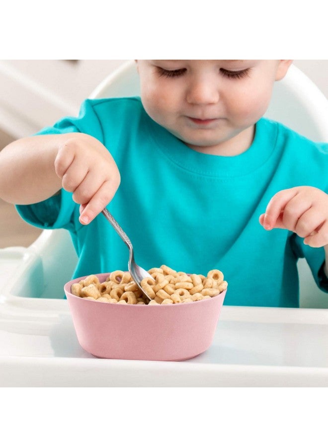 WeeSprout Bamboo Kids Bowls, Set of Four 10 oz Kid-Sized Bamboo Bowls, Dishwasher Safe Kid Bowls (Pink, Green, Gray, & Beige) - Image 5