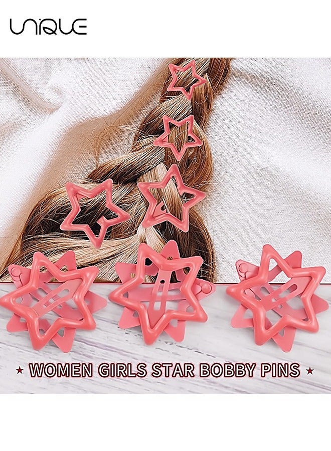 Unique 20PCS Star Snap Hair Clips,Y2K Star Hair Clips, Metal Hair Barrettes for Girls Women Cute Y2K Star Hairpins Headpieces, Non-Slip Star Hair Hairclip for Thin Thick Hair (Watermelon Red + Light Green) - Image 3