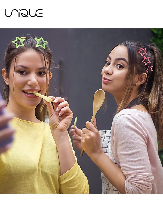 Unique 20PCS Star Snap Hair Clips,Y2K Star Hair Clips, Metal Hair Barrettes for Girls Women Cute Y2K Star Hairpins Headpieces, Non-Slip Star Hair Hairclip for Thin Thick Hair (Watermelon Red + Light Green) - Image 4