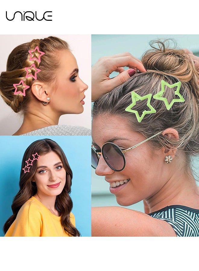Unique 20PCS Star Snap Hair Clips,Y2K Star Hair Clips, Metal Hair Barrettes for Girls Women Cute Y2K Star Hairpins Headpieces, Non-Slip Star Hair Hairclip for Thin Thick Hair (Watermelon Red + Light Green) - Image 5