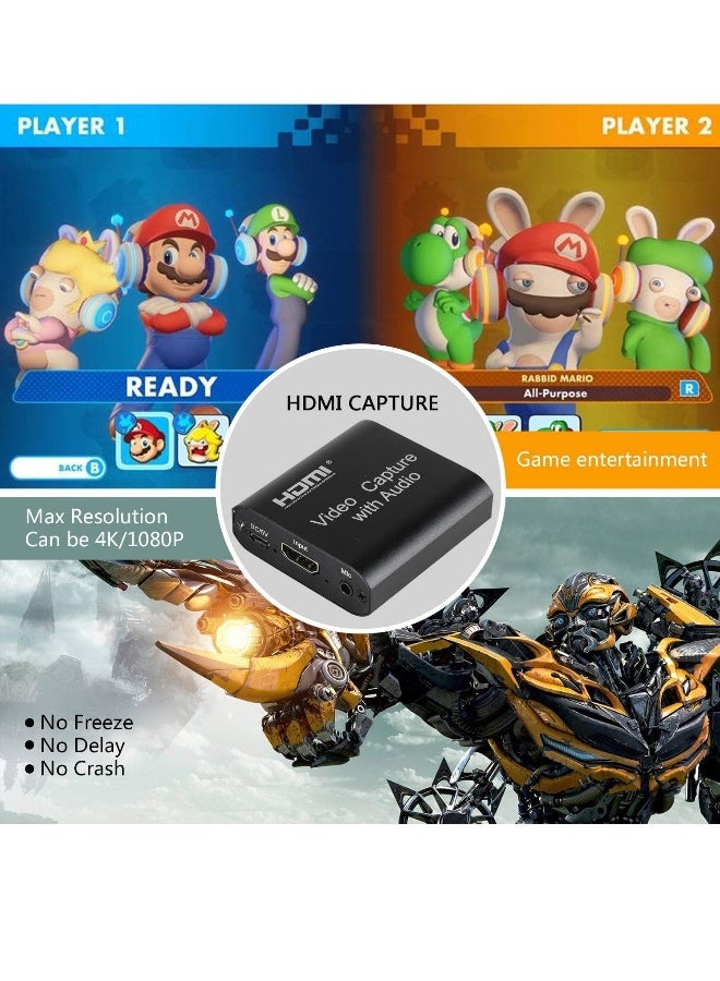 دوسالا بطاقة التقاط الفيديو 4K HDMI جهاز التقاط الفيديو مع مخرج متكرر بدقة كاملة 1080P مسجل فيديو لالتقاط الألعاب للبث المباشر أو مؤتمرات الفيديو - Image 5