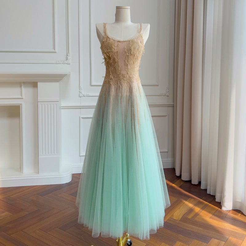 Elegant A-Line Fairy Lace Cutout Gradient Maxi Dress 69131 - Image 2