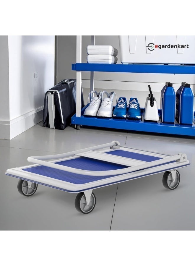 إيجاردن كارت عربة ترولي منصة من إيغاردنكارت - ١٥٠ كجم، عربة متينة بمنصة معدنية مانعة للانزلاق | عربة بمقبض قابل للطي | عجلات دوارة ٣٦٠ درجة للتحميل والنقل - Image 3
