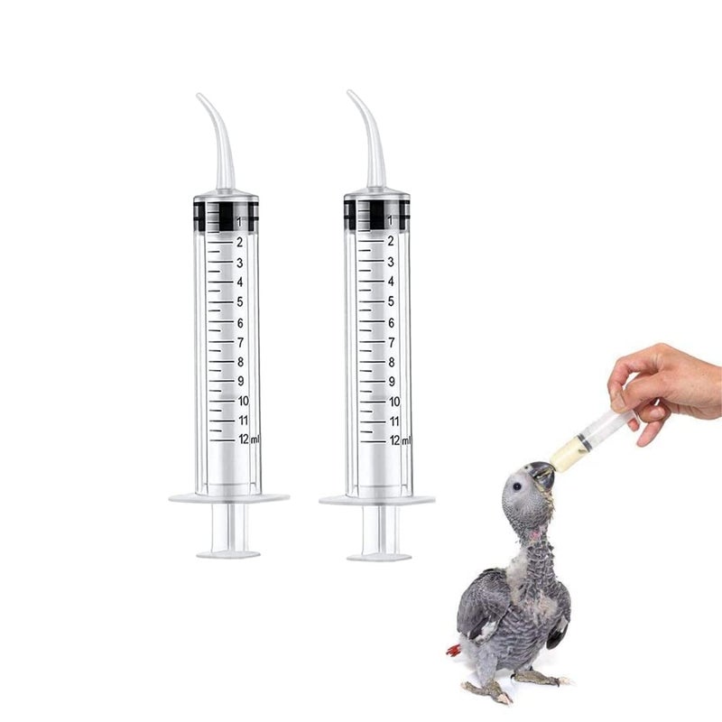 VAYINATO ® Hand Feeding Syring 12ml (Pack Of 2) with Curve Tip for Baby Birds, Puppy, Kitten, Dog, Cat & Hamster (12 ml) Pack Of 2 by Petzlifeworld - Image 1