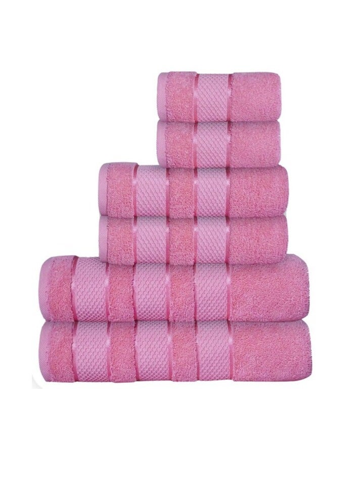 Safi Plus Luxury Hotel Quality 100% Turkish Genuine Cotton Towel Set, 2 Bath Towels 2 Hand Towels 2 Washcloths Super Soft Absorbent Towels for Bathroom & Kitchen Shower - Pink - Image 1