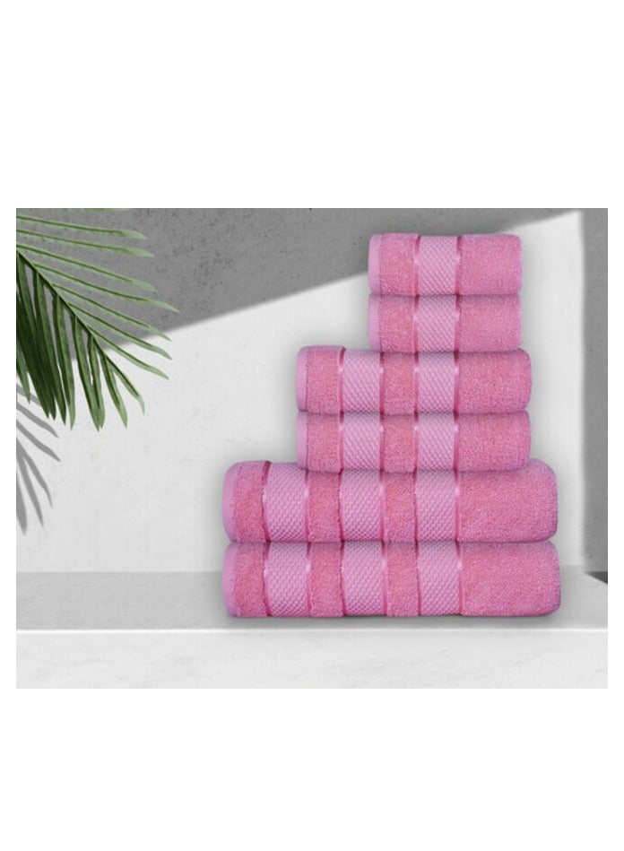 Safi Plus Luxury Hotel Quality 100% Turkish Genuine Cotton Towel Set, 2 Bath Towels 2 Hand Towels 2 Washcloths Super Soft Absorbent Towels for Bathroom & Kitchen Shower - Pink - Image 4