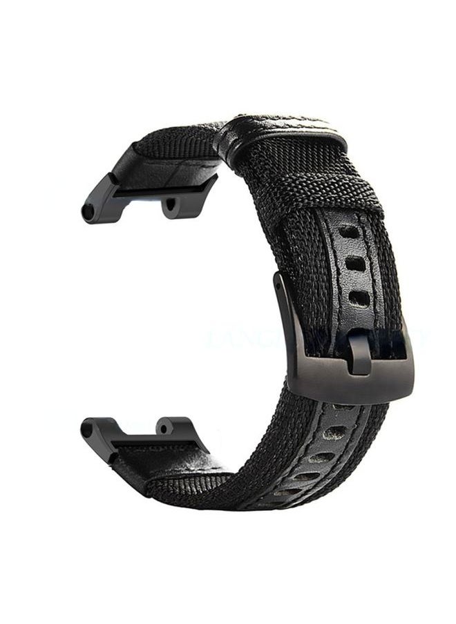 Generic - Replacement Strap For Amazfit T-Rex / T-Rex Pro / Ares Leather Nylon Watch Band Black - Image 1