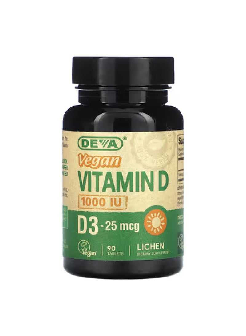 Deva Vegan Vitamin D3, 25 mcg (1,000 IU), 90 Tablets