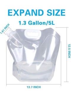 yongsheng 1.3 Gallon Collapsible Water Container Bag, BPA Free Food Grade Clear Plastic Storage Jug for Sport Camping Riding Mountaineer,(1.3 Gal, 4-pack)  - Image 2