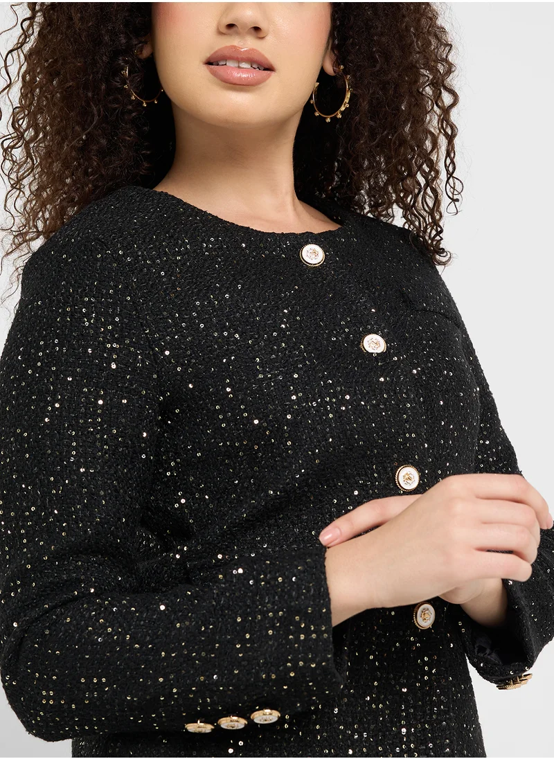 Ginger Classic Tweed Button Down Jacket