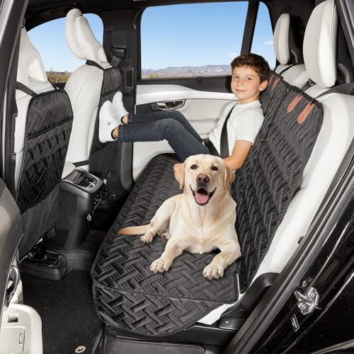 YJGF Dog Car Seat Cover for Back Seat,Back Seat Pet Cover for Dogs,Waterproof Scratchproof Rear Bench Seat Cover Protector (Black, L) - Image 1