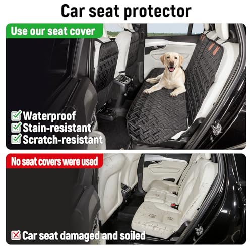 YJGF Dog Car Seat Cover for Back Seat,Back Seat Pet Cover for Dogs,Waterproof Scratchproof Rear Bench Seat Cover Protector (Black, L) - Image 4