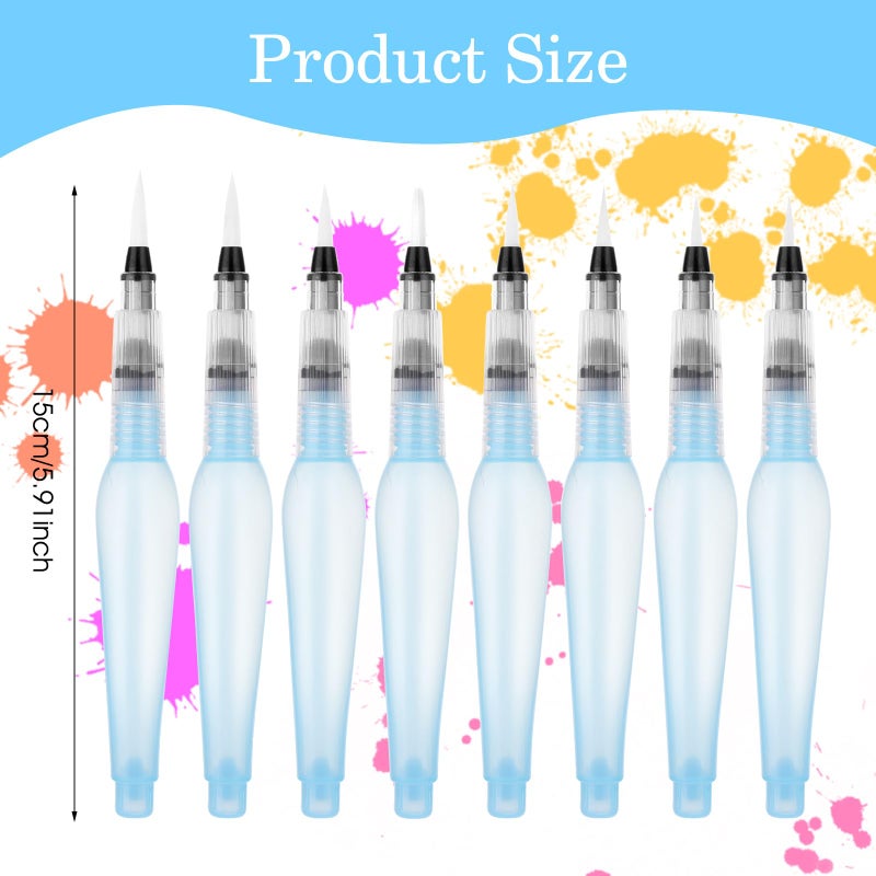 Prasacco 8-Piece Watercolour Brush Pens - Refillable Water Brush Pens for Watercolor Painting, Artists, Calligraphy - Image 2