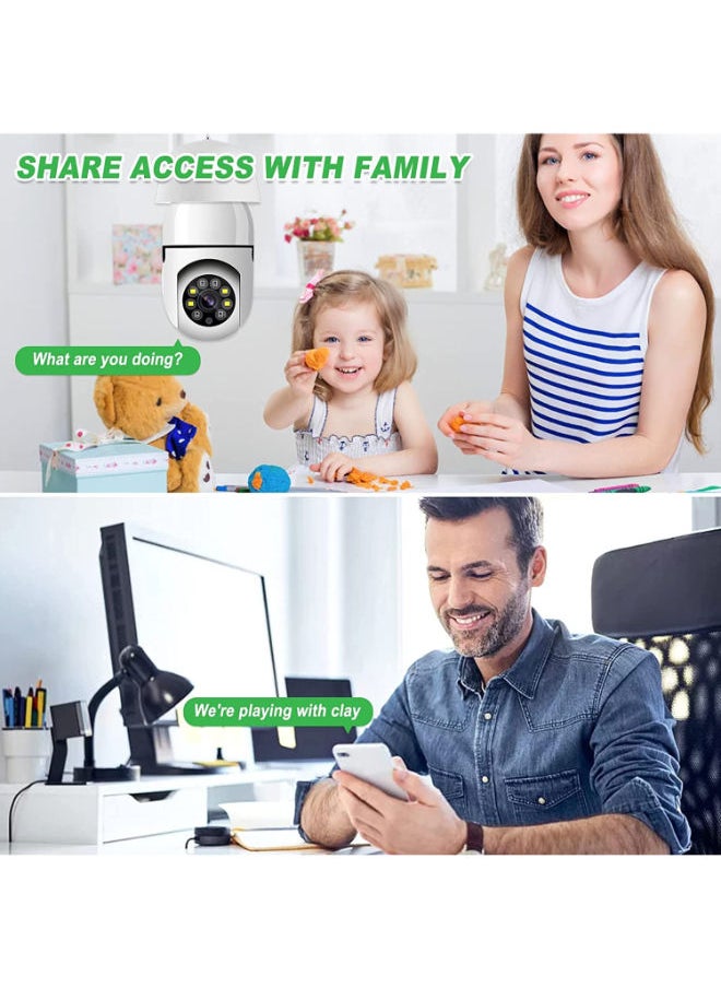 SHOPI - Light Bulb Security Camera 1080P, PTZ WiFi 360 Degree E27 Panoramic IP Camera,Outdoor Indoor 360 PTZ Bulb Security Camera Night Vision, Motion Detection,WiFi, APP Access, Waterproof (white) - Image 1