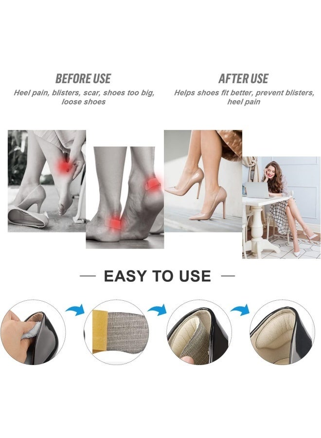Heel Pads for Shoe That are Too Big, Inserts for Women, Heel Grips for Womens Mens, Protectors Cushion Liners for Blisters Loose Shoes, Comfort Fillers (8 Pairs Beige and Black) - Image 5
