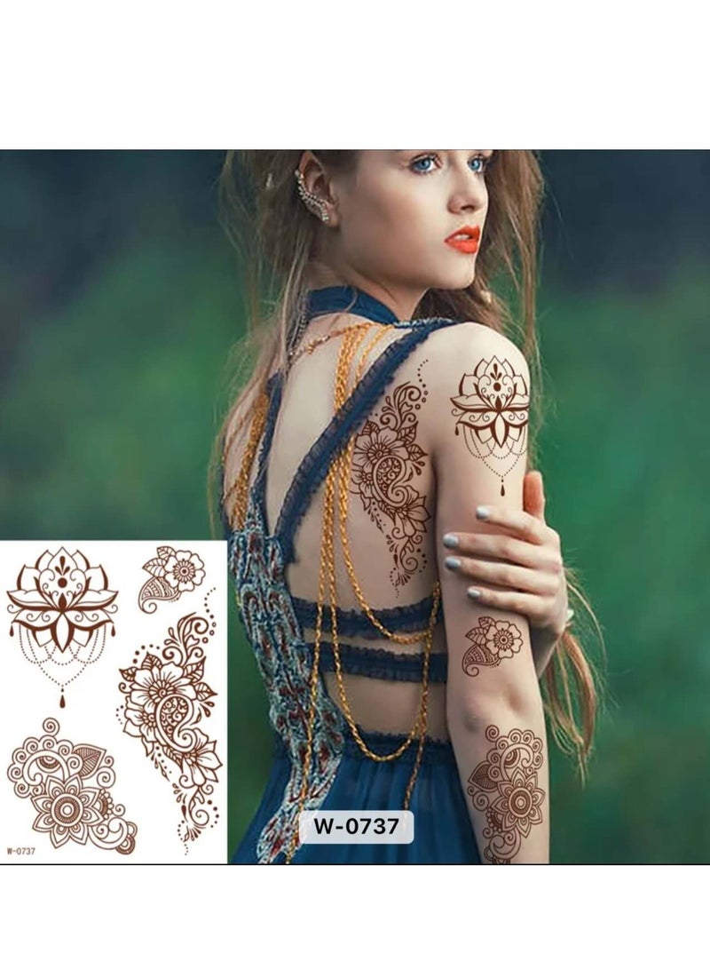 10 Sheets Henna Temporary Tattoo Stickers Brown - Image 3