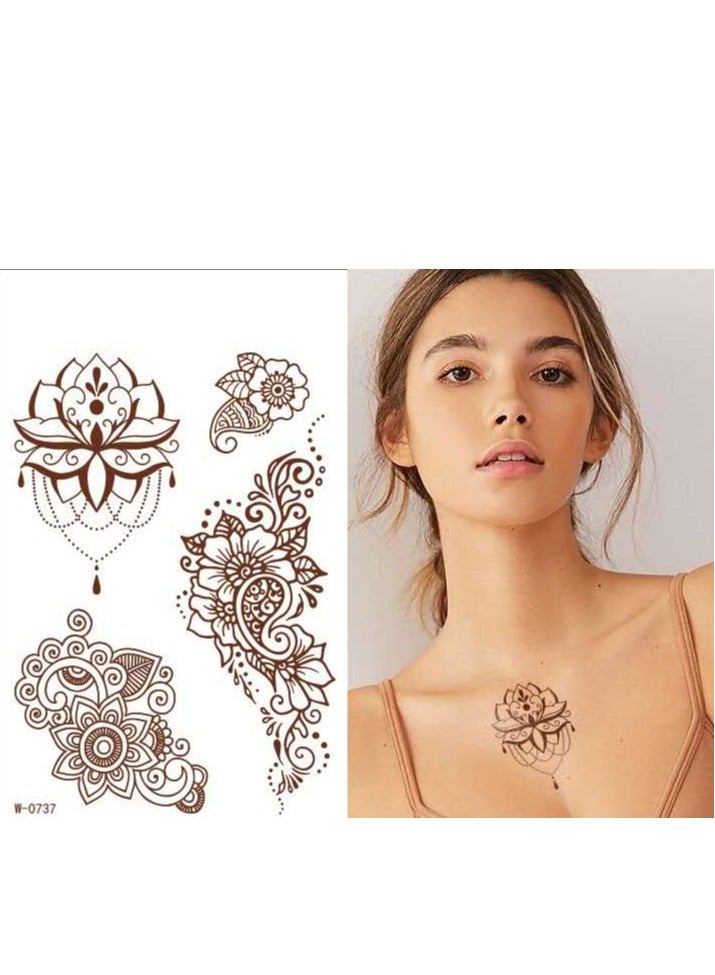 10 Sheets Henna Temporary Tattoo Stickers Brown - Image 4