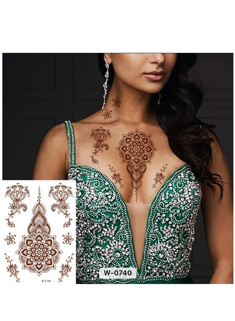 10 Sheets Henna Temporary Tattoo Stickers Brown - Image 2