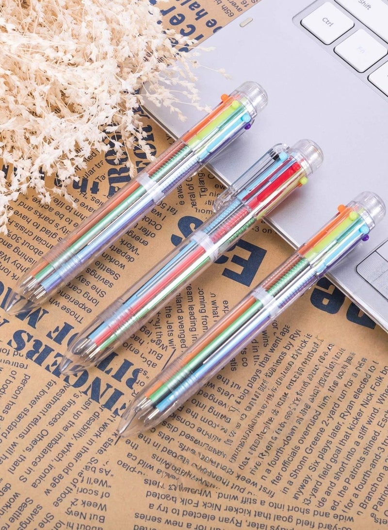 CHU DAI 3 Pack Multicolor Pens 0.5mm 6-in-1 Retractable Ballpoint Pens 6 Colors Transparent Barrel Ballpoint Pen for Office School Supplies Students Children Gift - Image 3