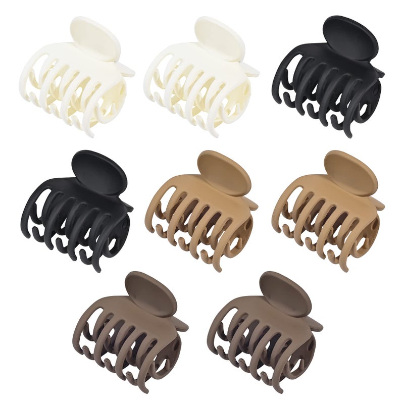 DEEKA Hair Clips Small Claw Clips 8 Pack Double Row Teeth Clips for Thin Hair 16 Matte Hair Accessories for Women and Girls