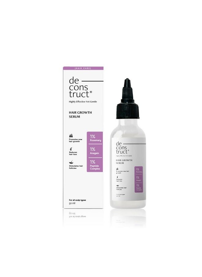 Deconstruct Hair Growth Serum With Rosemary And 1% Anagain + 1% Peptide Complex | For Hair Growth & Hair Loss | Water-Based Serum For Both Men & Women | 50Ml  - Image 1
