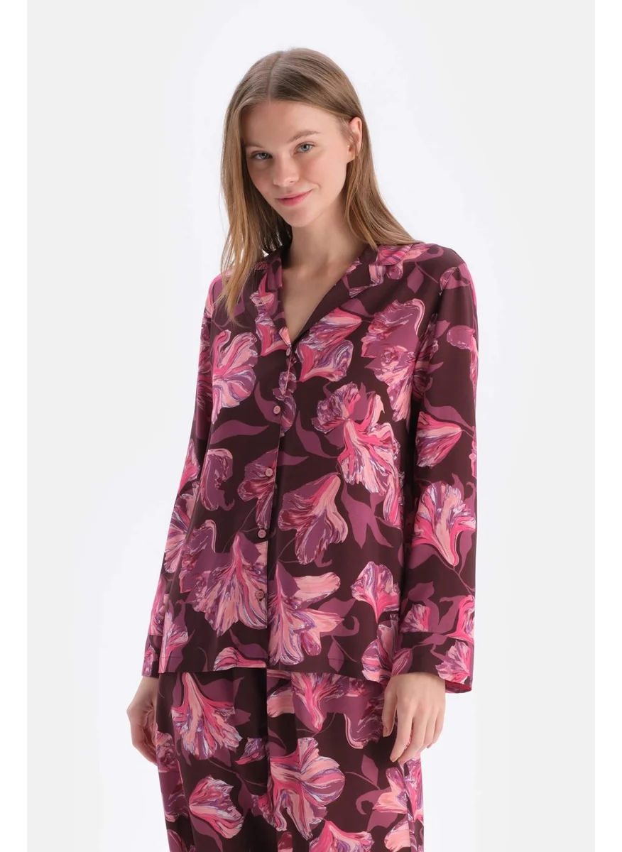 داجي Claret Red Printed Woven Shirt