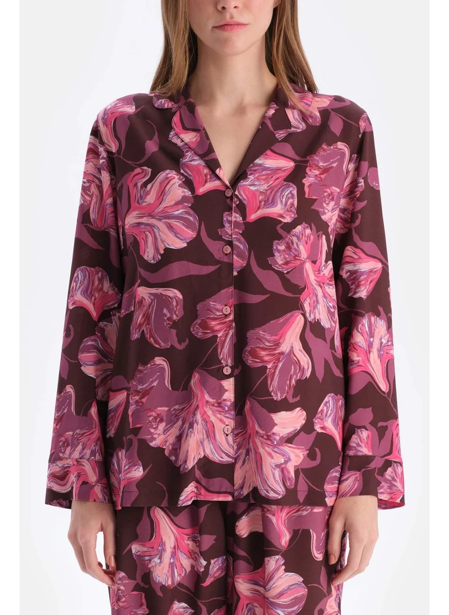 داجي Claret Red Printed Woven Shirt
