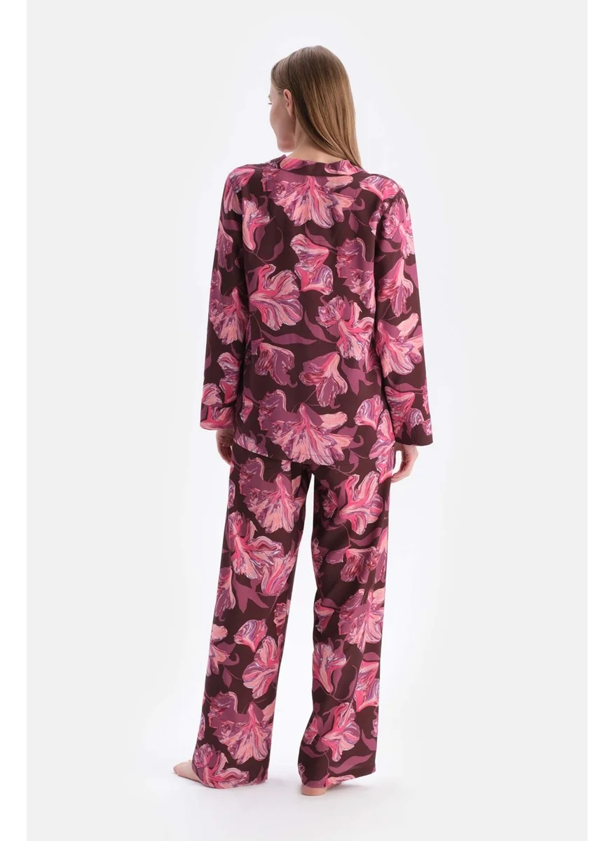 داجي Claret Red Printed Woven Shirt