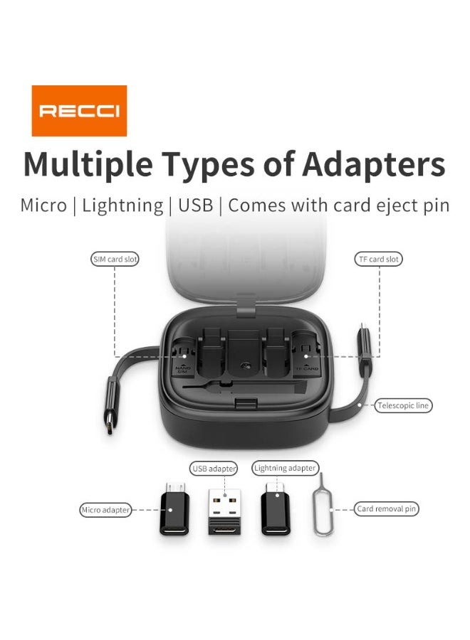 Recci Fast Charging Cable Retractable 5-in-1 PD65W High Power Output Charge - Image 5