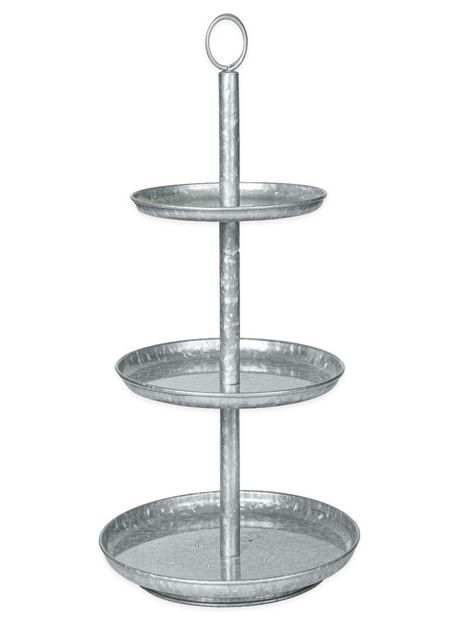 Ilyapa 3 Tier Tray, Galvanized Serving Tray, 3 Tier Serving Stand, Farmhouse Tiered Metal Platter for Cake, Cupcake Tower, Dessert, Appetizers & More - Image 1