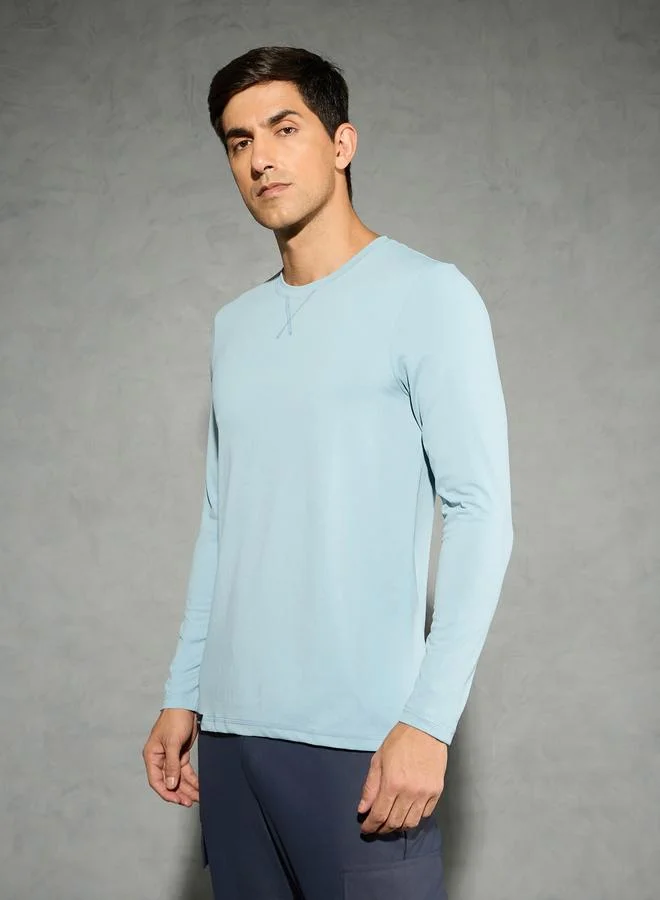 تكنوسبورت تيشيرت تكنوسبورت بأكمام طويلة ورقبة دائرية