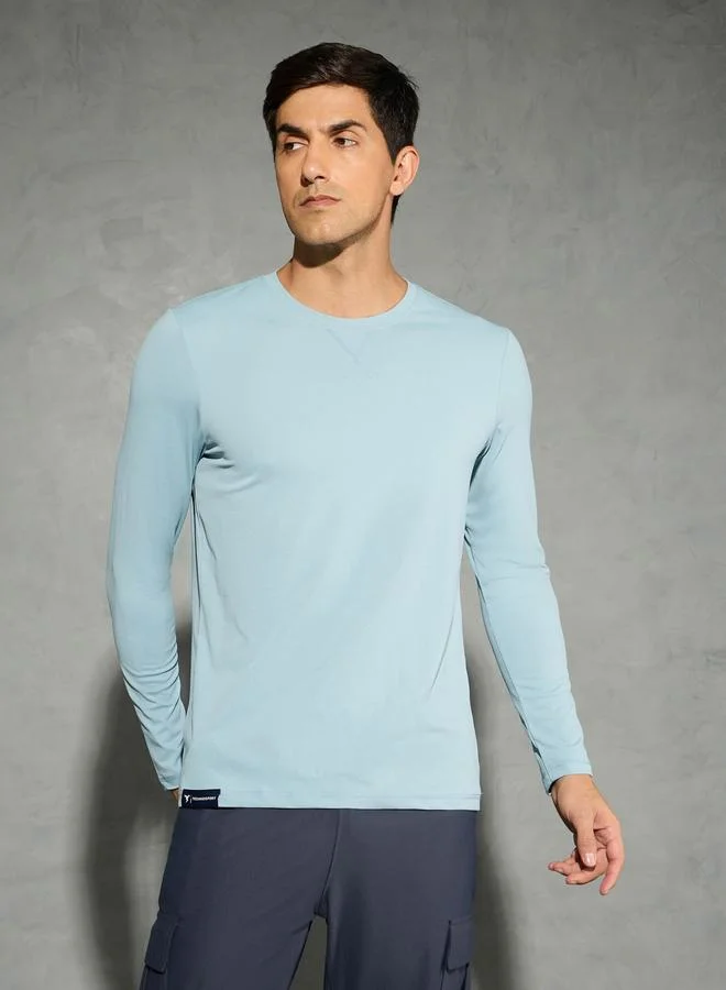 Technosport Solid Round Neck Long Sleeve T-Shirt