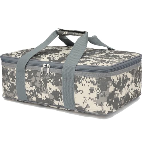 GYEUKHAM Insulated Casserole Carrier Bag Large Portable Hot and Cold Food Storage Tote with Handles Thermal Bag for Parties Picnics Camping TravelFits 9x13 Baking DishCamo - Image 1