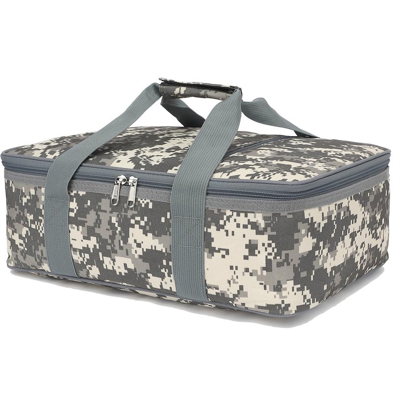 GYEUKHAM Insulated Casserole Carrier Bag Large Portable Hot and Cold Food Storage Tote with Handles Thermal Bag for Parties Picnics Camping TravelFits 9x13 Baking DishCamo - Image 2