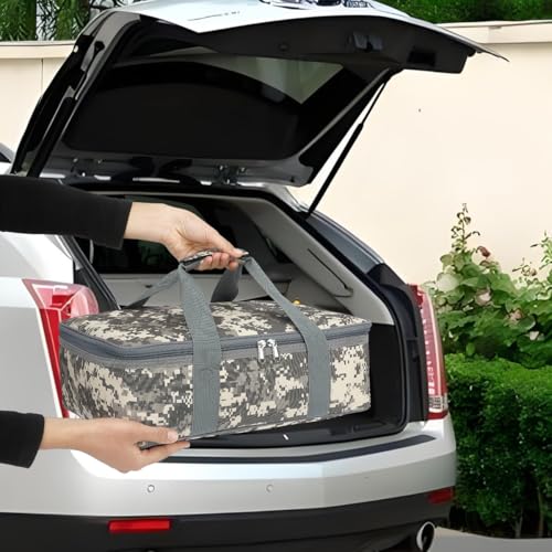GYEUKHAM Insulated Casserole Carrier Bag Large Portable Hot and Cold Food Storage Tote with Handles Thermal Bag for Parties Picnics Camping TravelFits 9x13 Baking DishCamo - Image 3