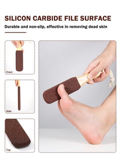 BEZOX Foot Pumice Stone Pedicure File(1 Pcs) - Ergonomic Wooden Handle Foot File Callus Remover For Smoother Feet And Hands - Foot Scrubber, Heel Sander And Dead Skin Scraper - Brown  - Image 4