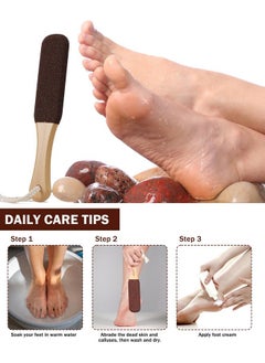 BEZOX Foot Pumice Stone Pedicure File(1 Pcs) - Ergonomic Wooden Handle Foot File Callus Remover For Smoother Feet And Hands - Foot Scrubber, Heel Sander And Dead Skin Scraper - Brown  - Image 3