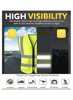 VINSTAR (Pack of 2) Reflective Safety Vest - High Visibility Breathable Day Night Warning Safety Jacket, Traffic Construction Safety Clothing - with Zip Closer and 4 Pockets Work Vest  - Image 5