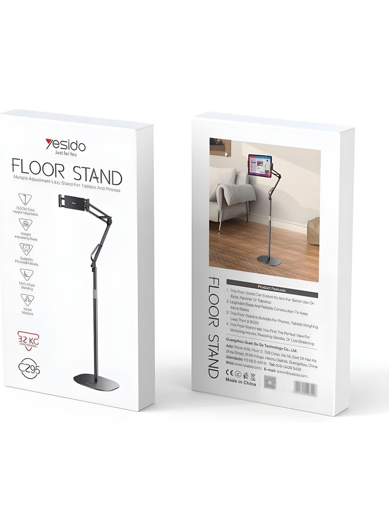 Yesido Flexible Floor Stand for Tablet and Mobile with Long Adjustable Arm, Hands-Free Holder for Viewing and Reading, C295 - Image 2