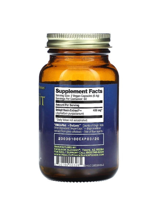 HEALTHFORCE SUPERFOODS HealthForce Superfoods, Shilajit, 400 mg, 120 Vegan Caps (200 mg per Capsule)  - Image 2