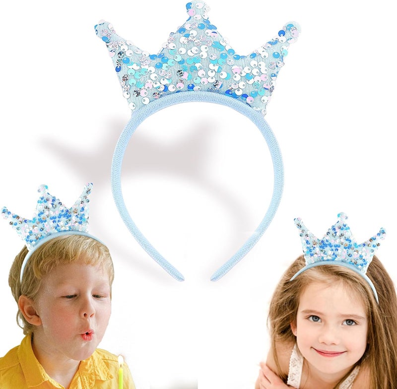 KASTWAVE Princess Crown Headband with Glitter Sequins for Women and Girls - Blue - Image 1