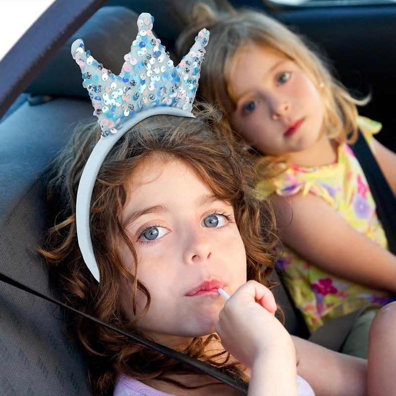 KASTWAVE Princess Crown Headband with Glitter Sequins for Women and Girls - Blue - Image 4