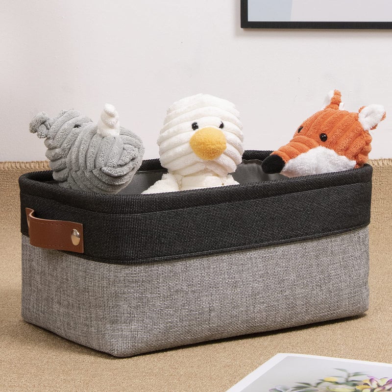 Dullemelo Small Collapsible Fabric Basket For Organizing  Shelves  Closets  Laundry  Nursery  Decorative Gift Basket (Black&Gray) - Image 3